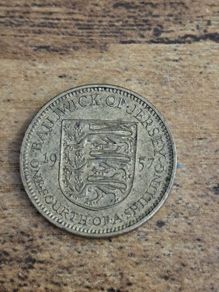 Great Britain UK, Bailiwick of Jersey, 1957 Elizabeth II, 1/4 Shilling Coin - free standard postage