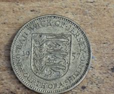 Great Britain UK, Bailiwick of Jersey, 1957 Elizabeth II, 1/4 Shilling Coin - free standard postage