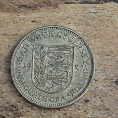 Great Britain UK, Bailiwick of Jersey, 1957 Elizabeth II, 1/4 Shilling Coin - free standard postage