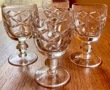 Four Vintage Waterford Crystal Kerry Pattern Short Stem Port Glasses.