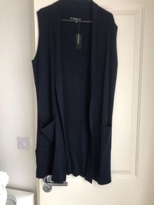NEW knit long vest size S navy