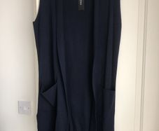 NEW knit long vest size S navy