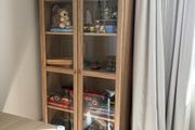 BILLY / OXBERG Bookcase with glass doors, oak effect