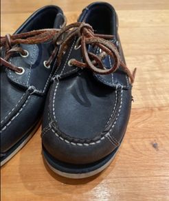 Timberland Kids leather UK 3 navy boat shoes