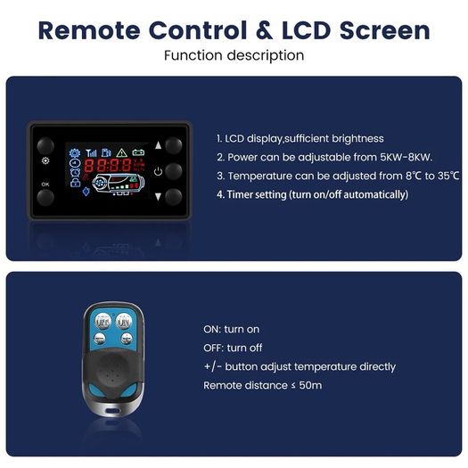 Car Heater 5-8KW 12V Air Diesels Heater Parking Heater With Remote Control LCD Monitor for RV Motorhome Trucks Boat