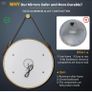 Round Bathroom Mirror with Lights Gold Frame Leather Strap Illuminated Bathroom LED Mirror Image 7