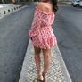 Dusty Pink Bardot Dress Image 6