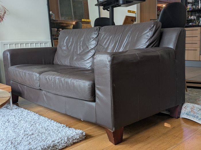 Brown Leather couches 162cm (2 available)