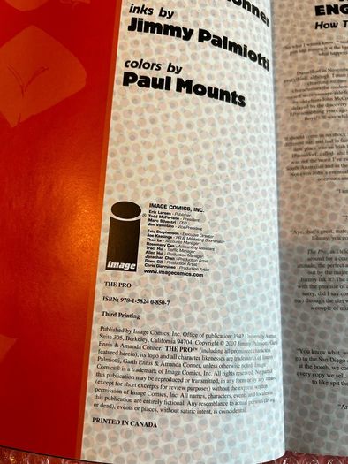 The Pro 2007 Third Printing Comic Gareth Ennis creator of the Boys