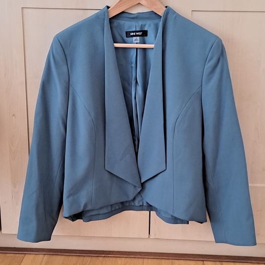 Nine West Teal Open-Front Cropped Blazer Jacket  UK 16 / US 12