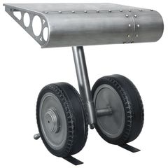 Side Table with Wheels Design Silver and Black 53x40x60 cm Iron