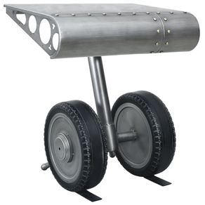 Side Table with Wheels Design Silver and Black 53x40x60 cm Iron
