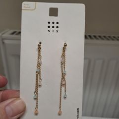 SIX Gold-Plated Drop Chain Earrings