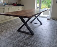 Solid wood dining table - 250cm x 90cm - steel X-frame legs