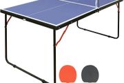 Midsize Folding Ping Pong Table Game Set, Portable Indoor Outdoor Table Tennis Table with 2 Paddles, 3 Balls and Net