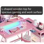 106.5CM L-Shaped Desk with Power Outlets & LED Lights Image 2