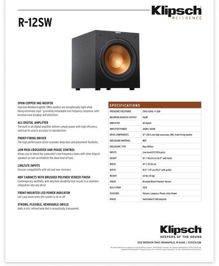 Klipsch R-12sw subwoofer
