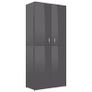 Shoe Cabinet High Gloss Grey 80x39x178 cm Chipboard Image 6