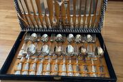 Vintage 1970s Cutlery Set for 12  &amp; Case