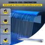 Swimming Pool Waterfall Spillway 151x11.5x8 cm Stainless Steel Swimming Pool Waterfall Fountain with Colorful LED Strip, Hose Connector, Remote Image 4