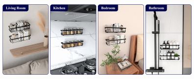 2 Pack Rustproof Shower Caddy - Minimalist Style Bathroom Shelves