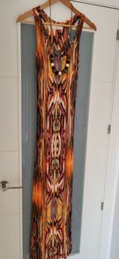 Red Queen boutique ethnic print maxi with open back detail Sz L/XL (Fit 12-14UK)