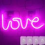 NEW SALE | Pink Neon Light Pink Lamp LED Neon Sign with 4 Hooks, Pink Neon Light Sign for Bedroom Wall Decor Battery/USB Operated LED LOVE Sign for Valentine's Day Image 2
