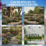 Metal Garden Bench with Floral Backrest and Armrests - Black Image 6