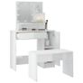 Dressing Table Set with LED High Gloss White Engineered Wood Image 4