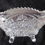 Vintage Sawtooth Rim and 4 Footed Glass Oval  Bowl Image 4