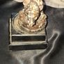 A Pair of Antique French Spelter Statues titled La Force (The Strength) and Le Pouvoir (The Power). The feature a male and female figure standing a top lions, raising up flaming torches Image 3