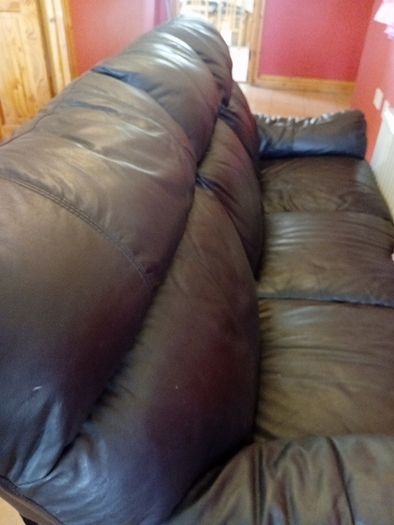 3 seater brown leather sofa