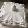 New French inspired ceramic lidded storage box in antique white. Image 7