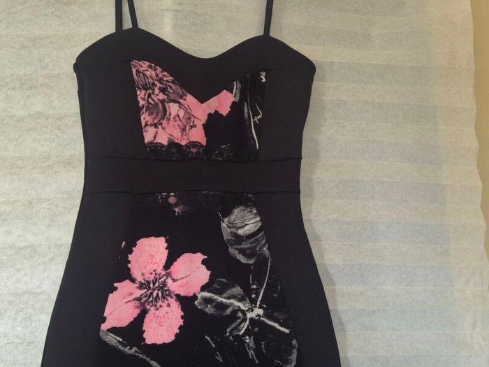 Black and pink floral bodycon dress  QUIZ