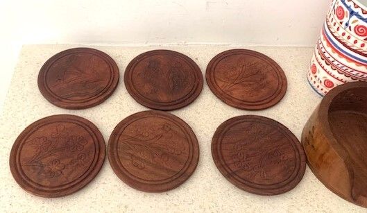 Vintage Handmade Wooden Coasters