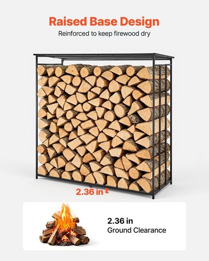 Outdoor Firewood Rack with Waterproof Cover