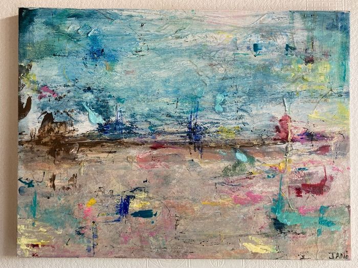 Original Seascape Painting Brittas bay beach Wicklow inspired Original Beachscape in Abstract