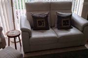 Stunning Harvey Norman Cream Italian Leather Two Seater Sofa