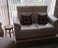 Stunning Harvey Norman Cream Italian Leather Two Seater Sofa
