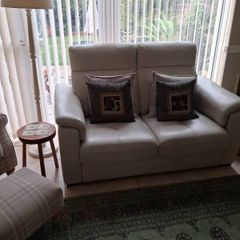 Stunning Harvey Norman Cream Italian Leather Two Seater Sofa