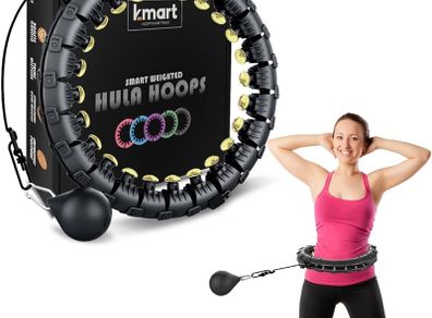 NEW SALE | Smart Hula Ring Hoops, Weighted Hula Circle 24 Detachable Fitness Ring with 360 Degree Auto-Spinning Ball Gymnastics, Massage, Adult Fitness for Weight Loss
