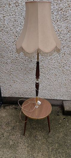 1960s /70s french art deco table floor lamp ,working,,used nice condition,3 legs veneer, see pictures for condition ,buyer collects, sold as seen,freestanding.