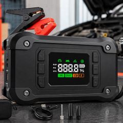 8000A Car Jump Starter with 150 PSI Air Compressor, Portable Battery Booster, Tyre Inflator, Power Bank & LED Flashlight