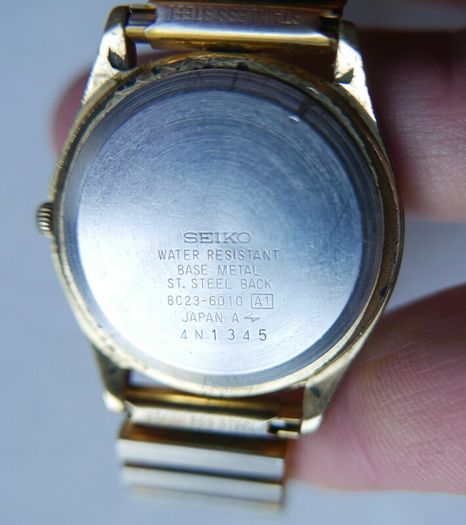 Vintage Rare 1980s Seiko SQ 8C23-6010 Day Date Quartz Gold Plated Gents Watch