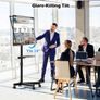 Mobile TV Stand on Wheels, 23-60 Inch, Tilt, Height Adjustable, 25kg  Max VESA 400x400 mm, rolling cart, media shelf, 2-level low-profile design, LED LCD OLED screens, homes, offices, black Image 3