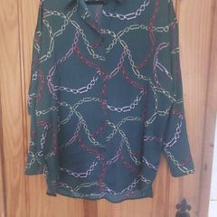 Green and chain print blouse ( free postage)