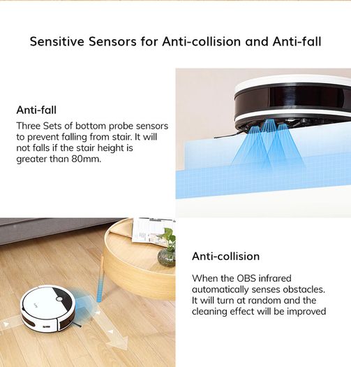 ILIFE V9e Robot Vacuum Cleaner Smart Suction, Dust Box WIFI Cellphones APP ,4000Pa Suction 110 Mins RunTime, Household Tools