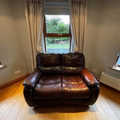 3 seater and 2 seater brown leather