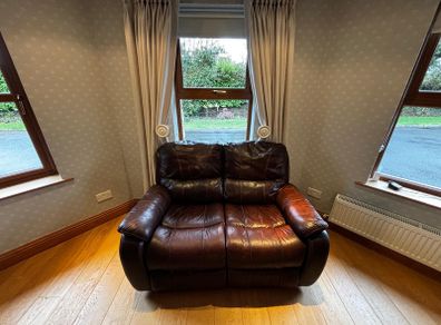 3 seater and 2 seater brown leather