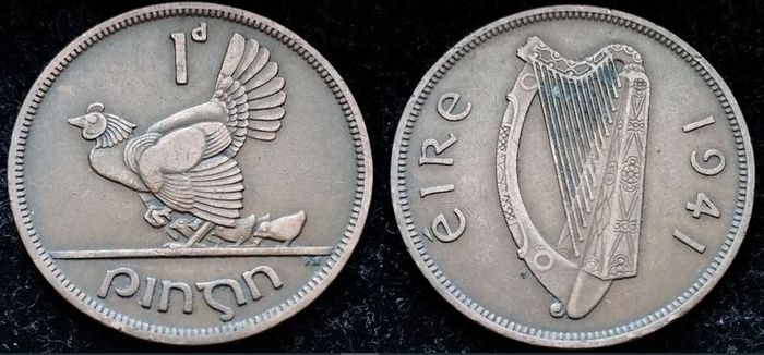 [#329] - Ireland 1941 | 1 Penny | Irish 1d | Pingin | KM.11